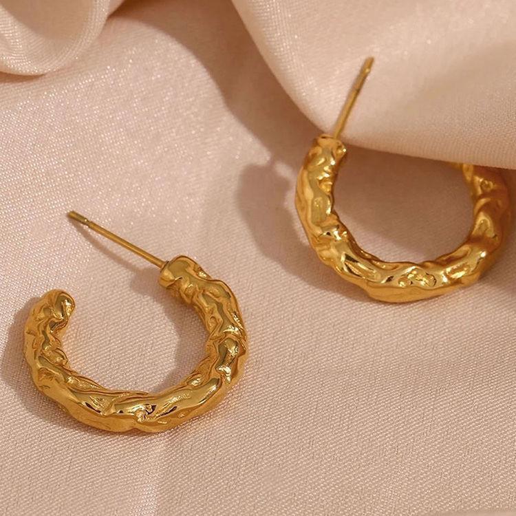 Stainless Steel Edgy Hoop - Viexta