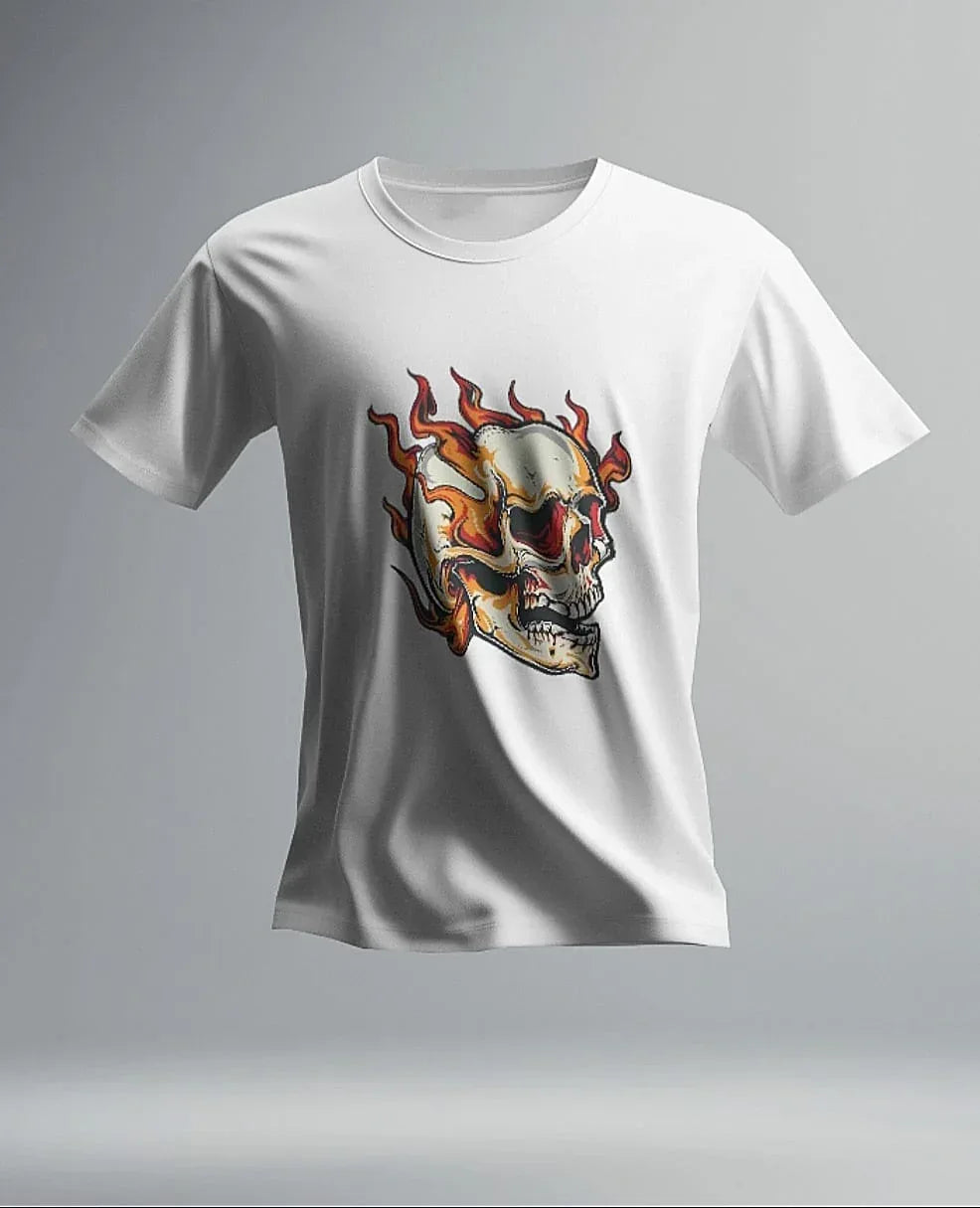 ghost-skull-on-fire-t-shirt - Viexta