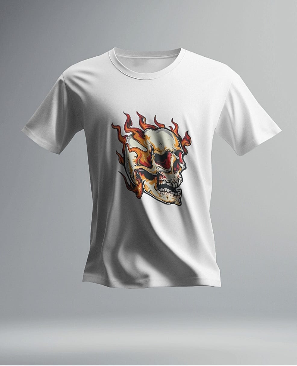 ghost-skull-on-fire-t-shirt
