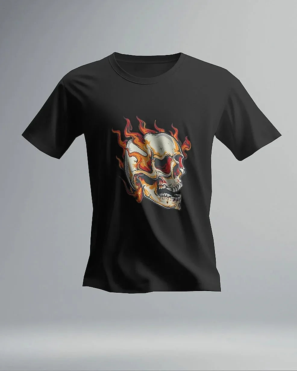 ghost-skull-on-fire-t-shirt - Viexta