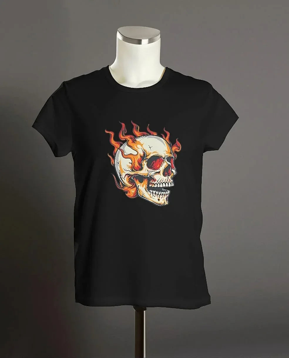 ghost-skull-on-fire-t-shirt - Viexta
