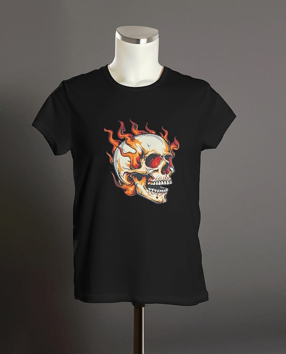 ghost-skull-on-fire-t-shirt