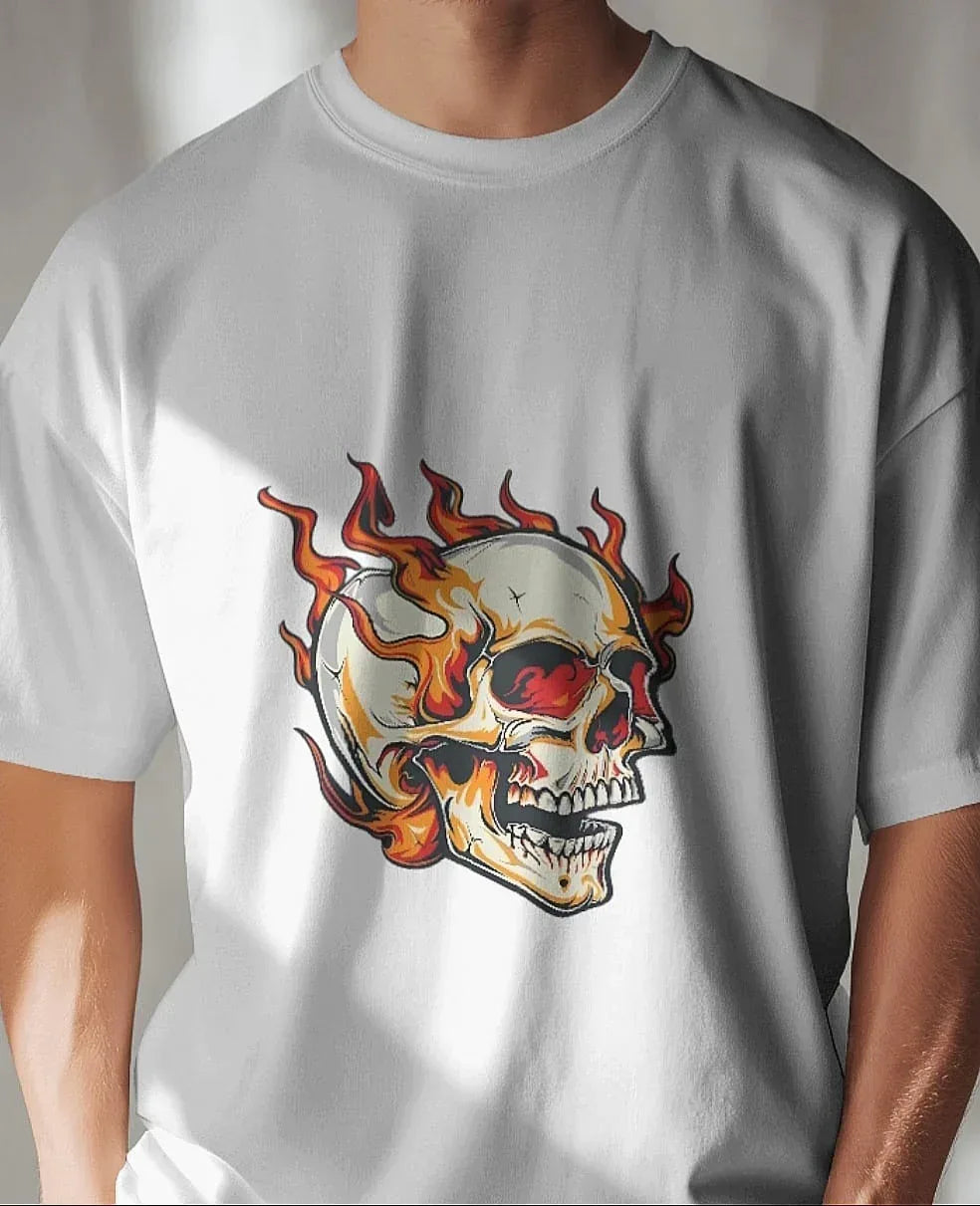 ghost-skull-on-fire-t-shirt - Viexta