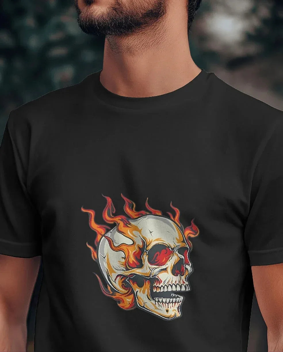 ghost-skull-on-fire-t-shirt - Viexta