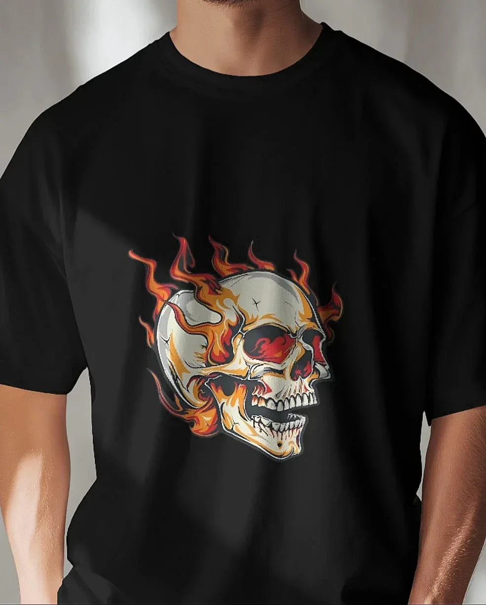 ghost-skull-on-fire-t-shirt - Viexta