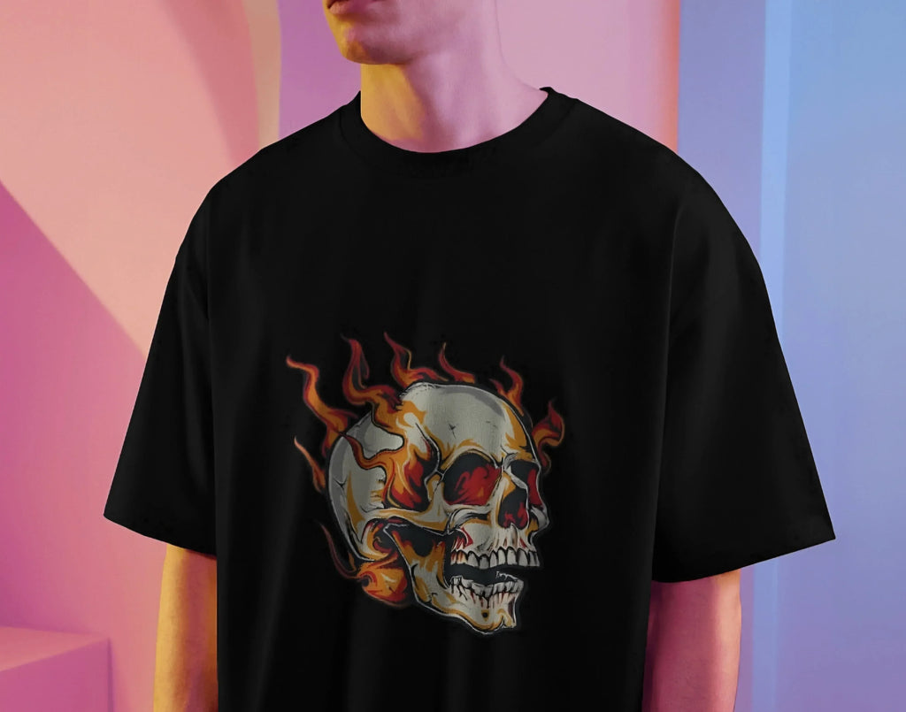 ghost-skull-on-fire-t-shirt - Viexta
