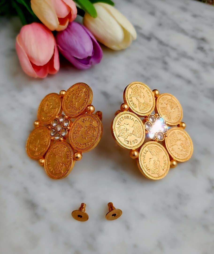 Victorian-coin brass earring