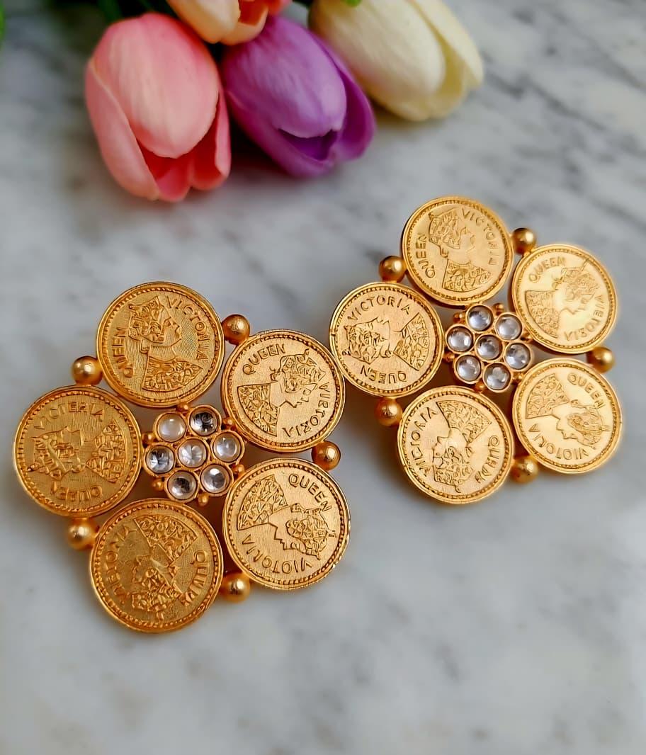 Victorian-coin brass earring