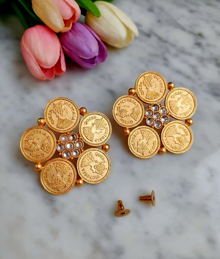 Victorian-coin brass earring
