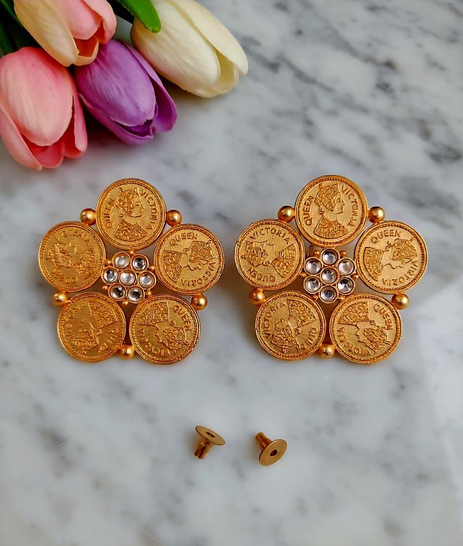 Victorian-coin brass earring