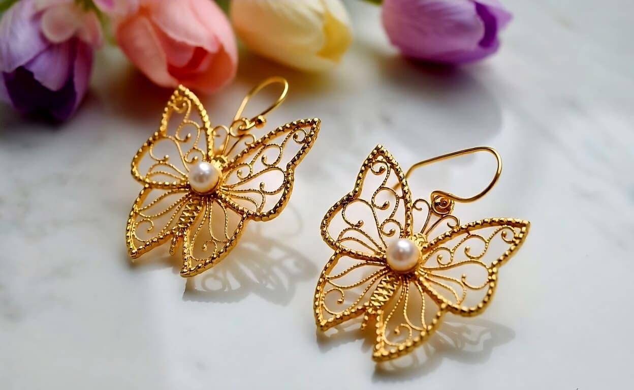 Butterfly brass earring