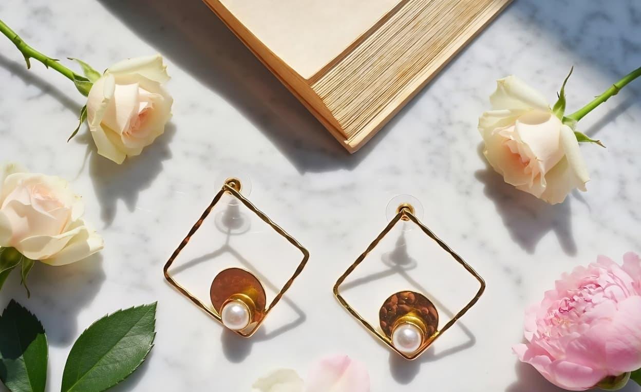 Pearl Brass Earrings