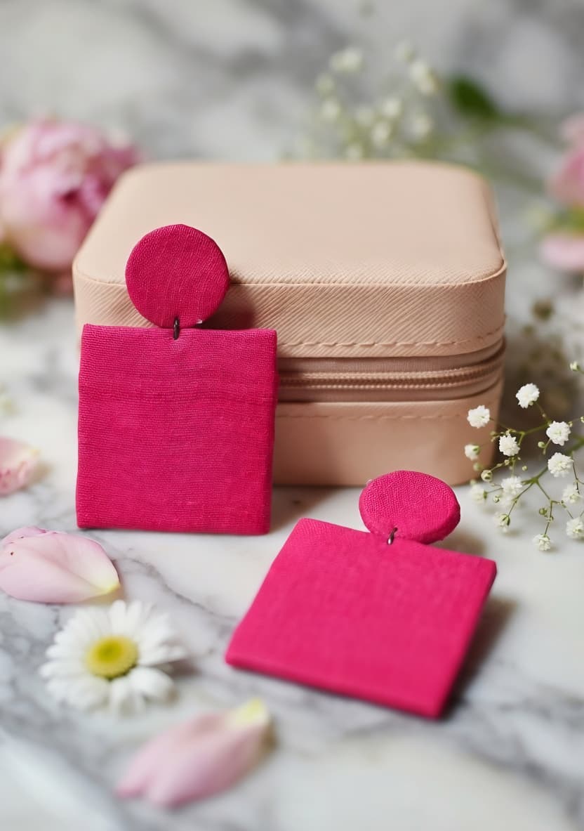 Fabric Square Earrings