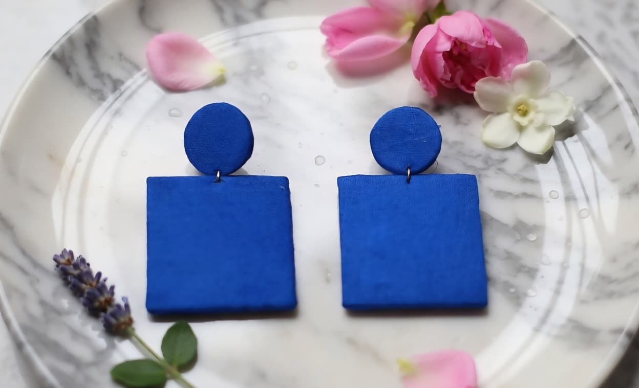 Fabric Square Earrings