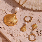Pearl Shell Earrings And Necklace Set - Viexta