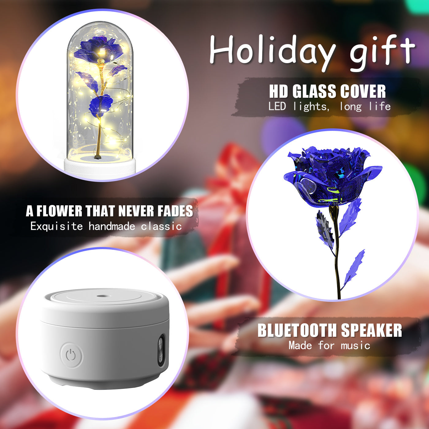 2 In 1 Rose LED Light with Bluetooth Speaker