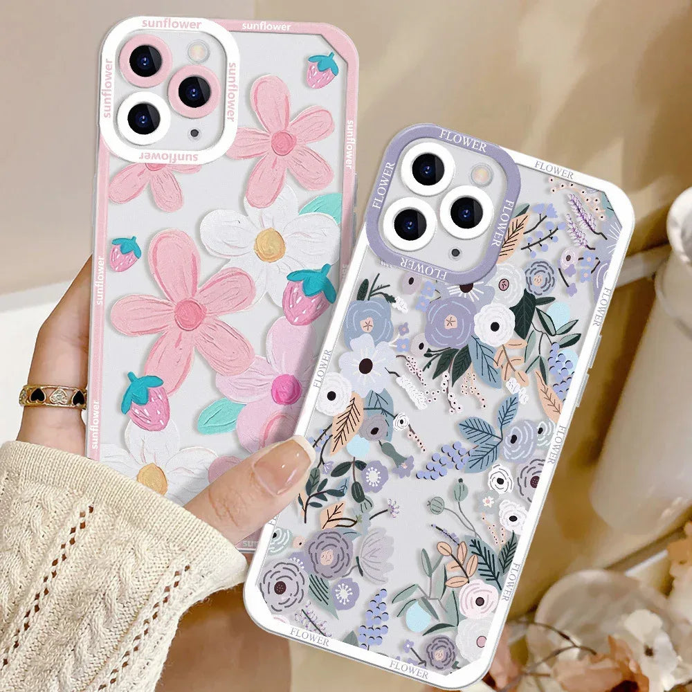 Flower All-inclusive Silicone Transparent iPhone Case - Viexta