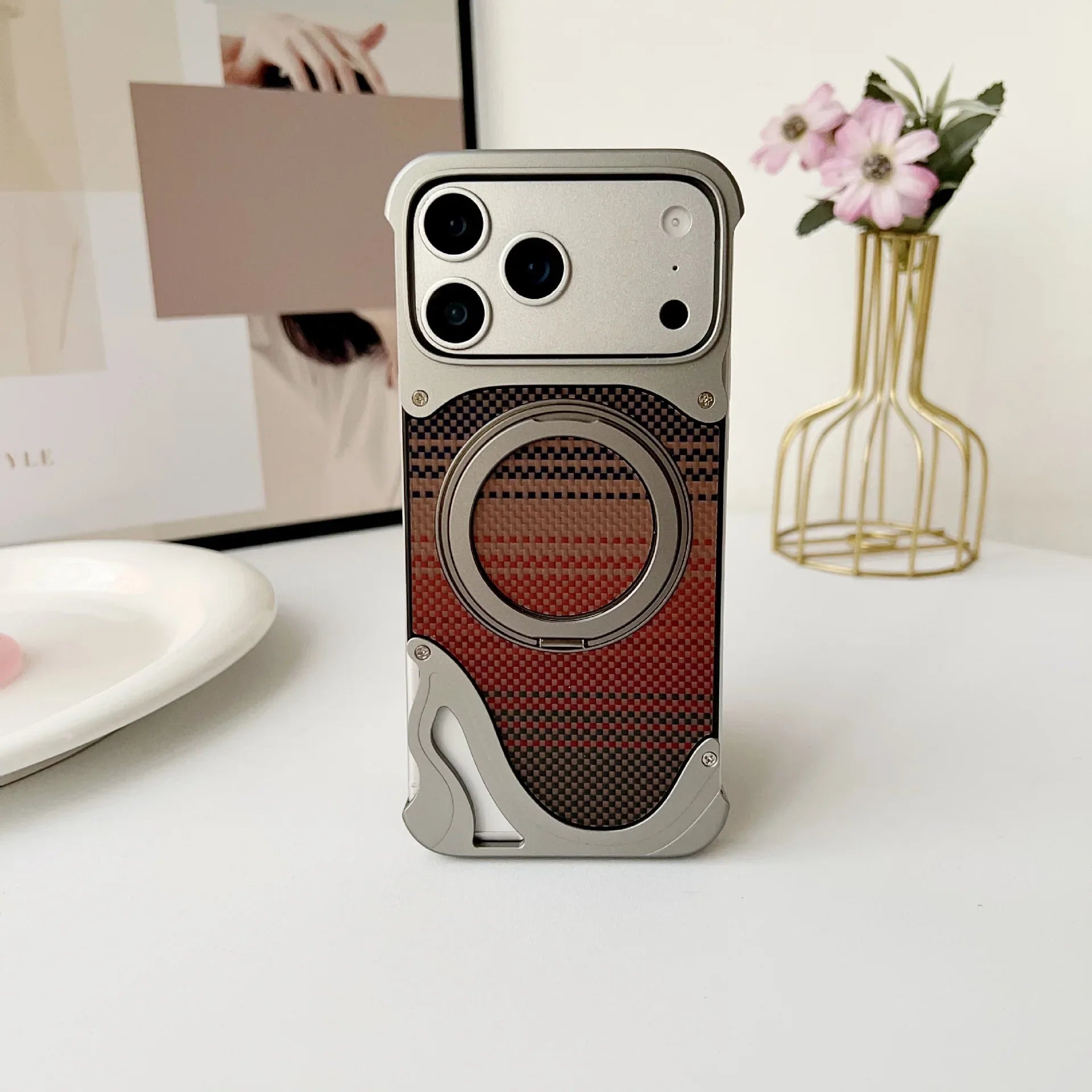 Metal Magnetic Mount Carbon Fiber iProtective Case