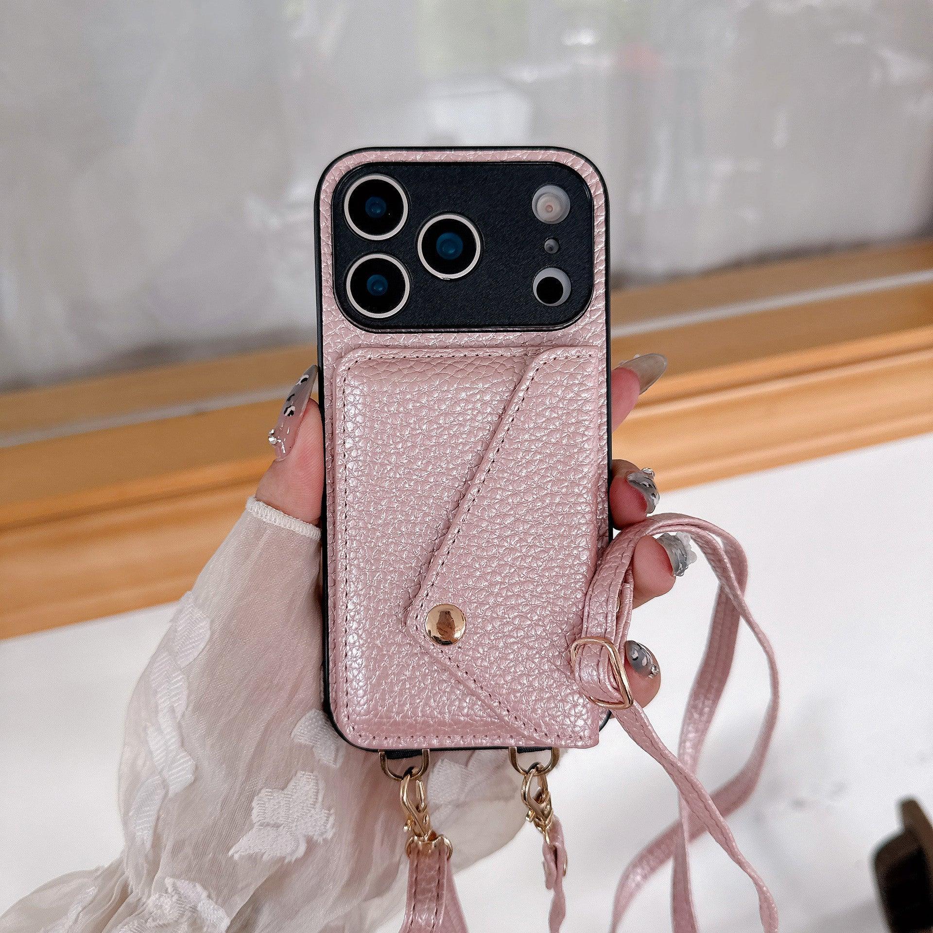 Over-the-shoulder Lanyard Leather iPhone Case - Viexta