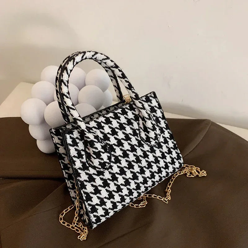 houndstooth-chain-trendy-one-shoulder-bag - Viexta