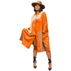 Plus Size Loose Multicolor Batwing Sleeve Shirt Dress - Viexta