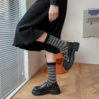 Black-and-white Houndstooth Wool Socks