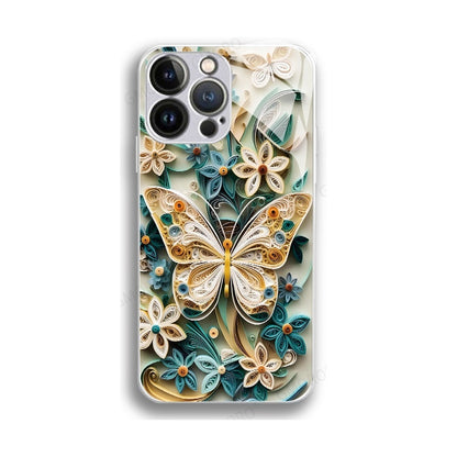 Metallic Paint Glass Stereoscopic Butterfly IPhone Case