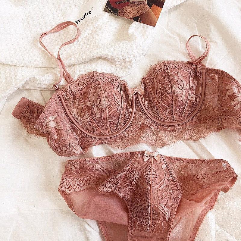 french-lace-lingerie-womens-half-cup-strapless-non-slip-backless-bra - Viexta