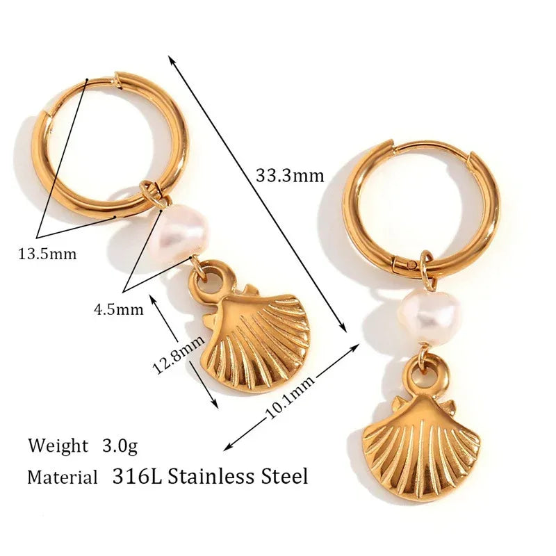 Pearl Shell Earrings And Necklace Set - Viexta