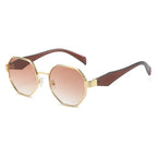 Polygonal Wide Metal Large Rim Sunglasses - Viexta