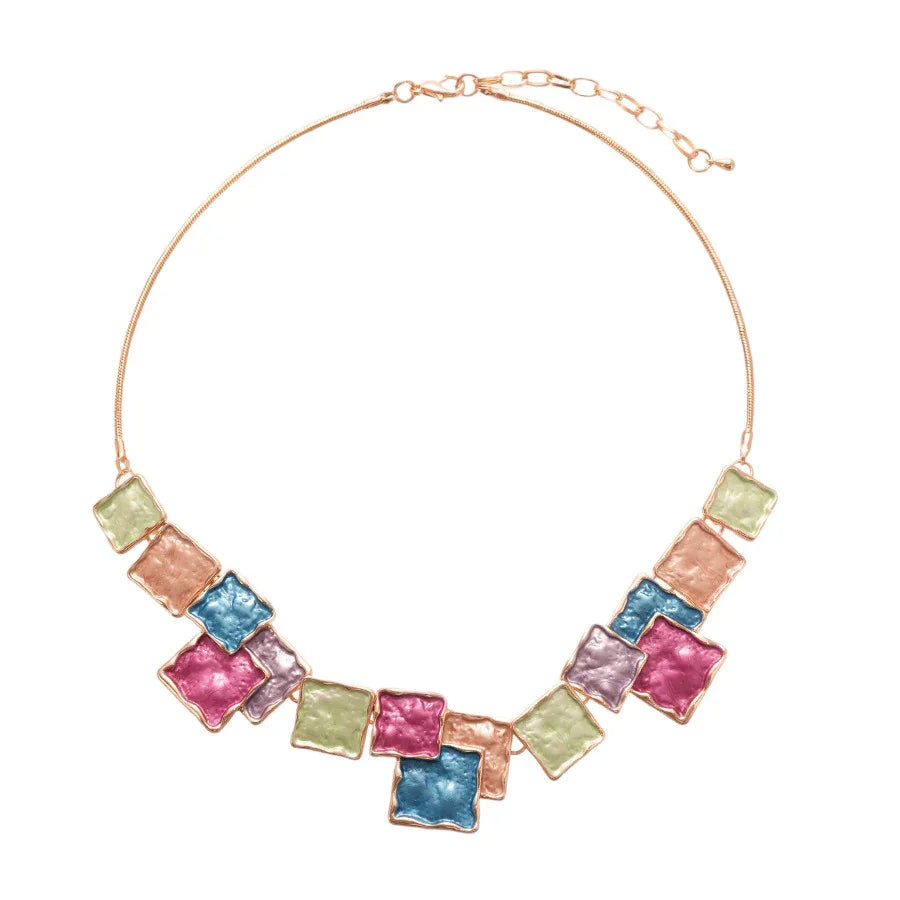 Geometric Square Earring And Necklace Set For Women