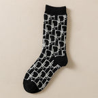 Black-and-white Houndstooth Wool Socks