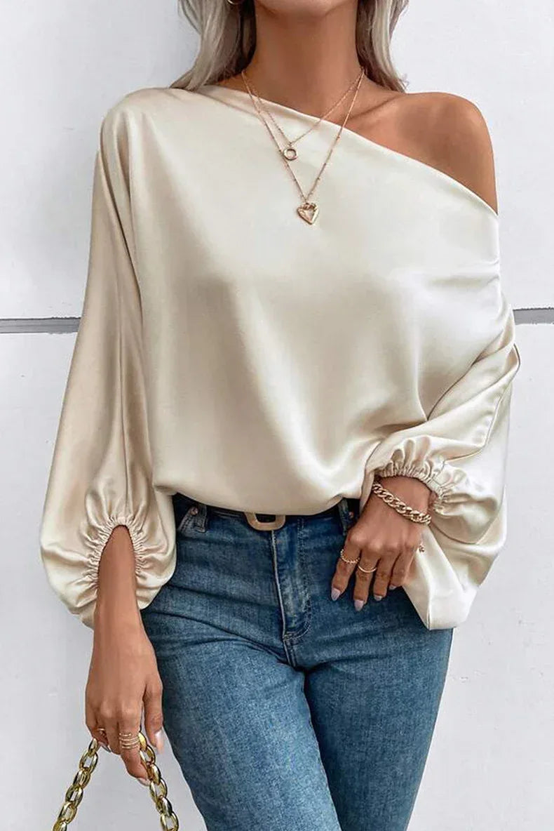 Diagonal Collar Asymmetric Pullover - Viexta
