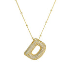 brass-zircon-bubble-letter-pendant-necklace - Viexta