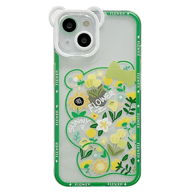 Cute Cartoon Bear Flower Holder iPhone case - Viexta