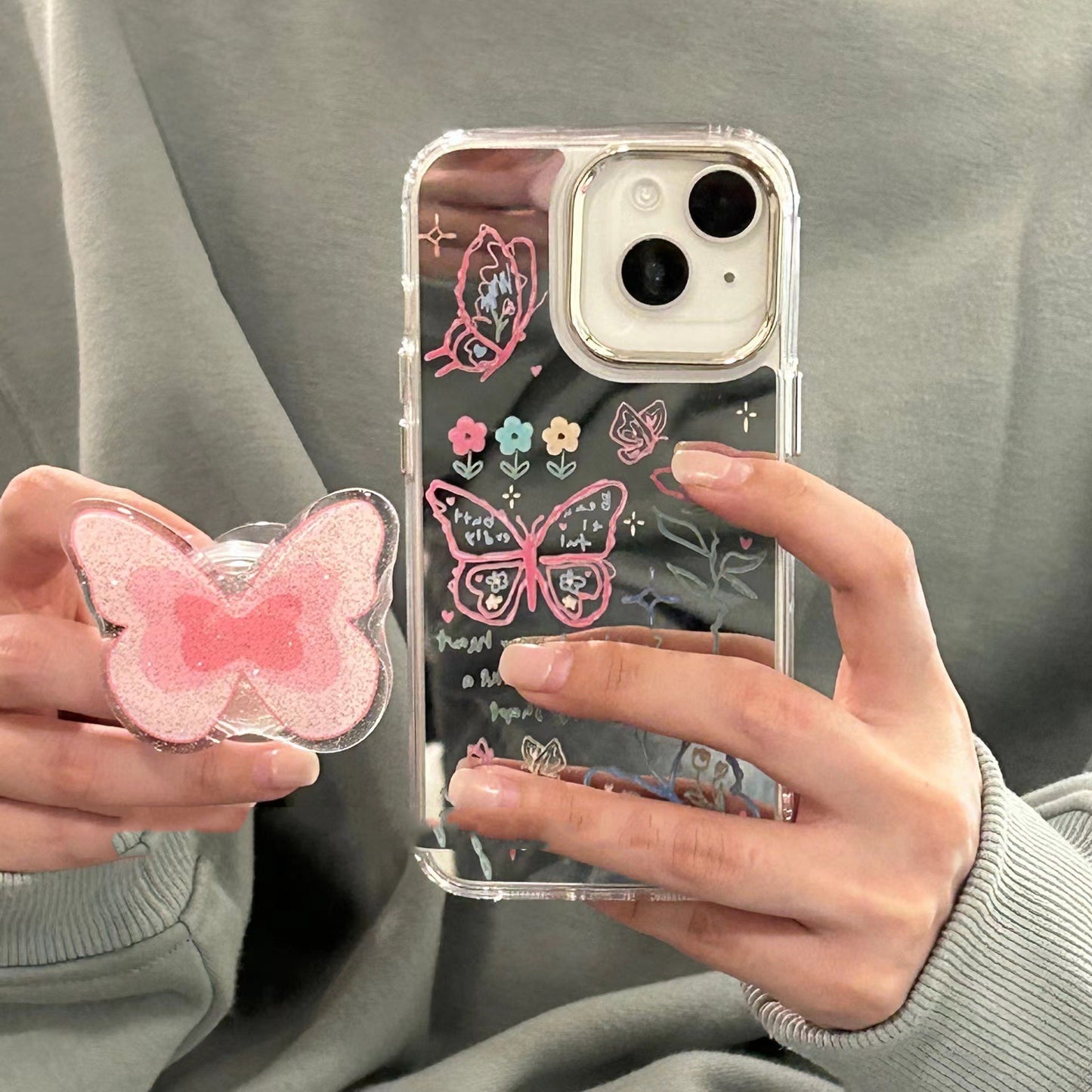 Mirror Graffiti Butterfly Silicone iPhone Case