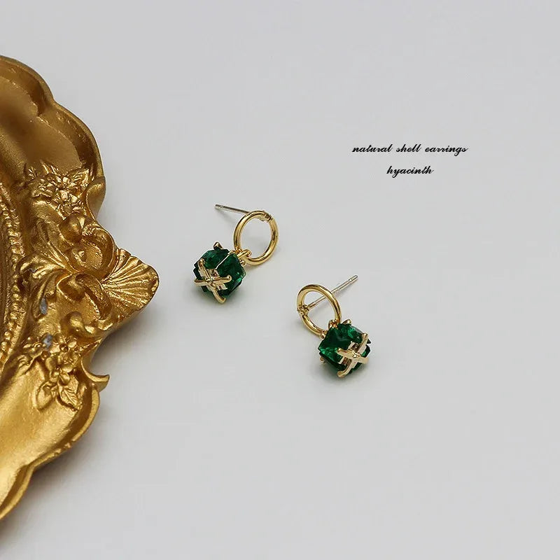 Emerald Crystal Stud Earrings - Viexta