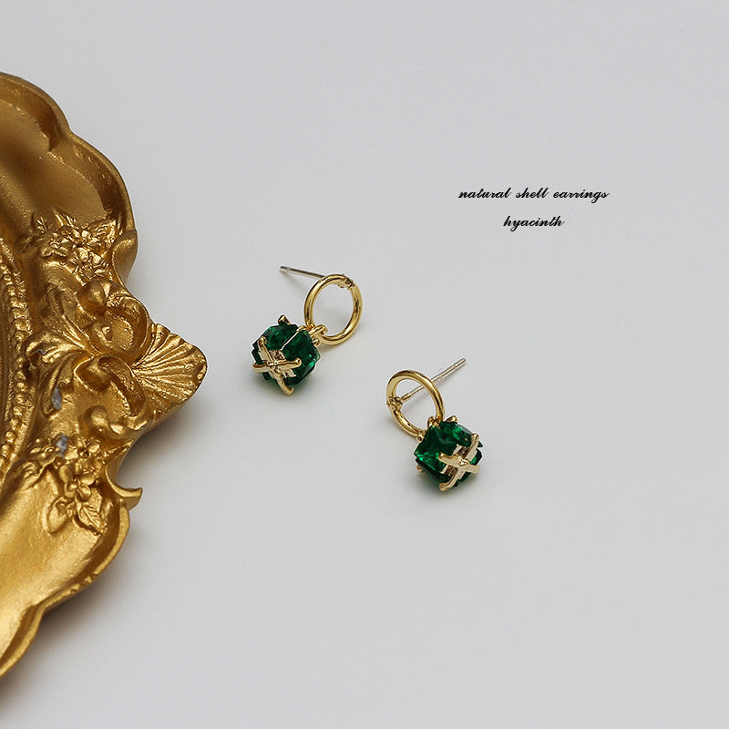Emerald Crystal Stud Earrings