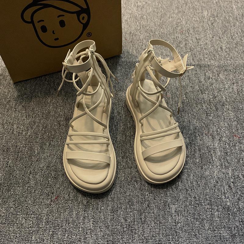 Cross Strap High-top Niche Sandal Boots - Viexta
