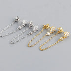 Plum S925 Sterling Silver Tassel Chain Earrings - Viexta