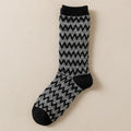 Black-and-white Houndstooth Wool Socks