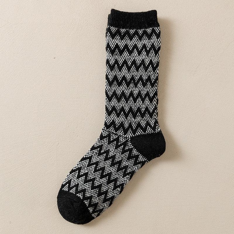 Black-and-white Houndstooth Wool Socks
