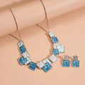 Geometric Square Earring And Necklace Set For Women