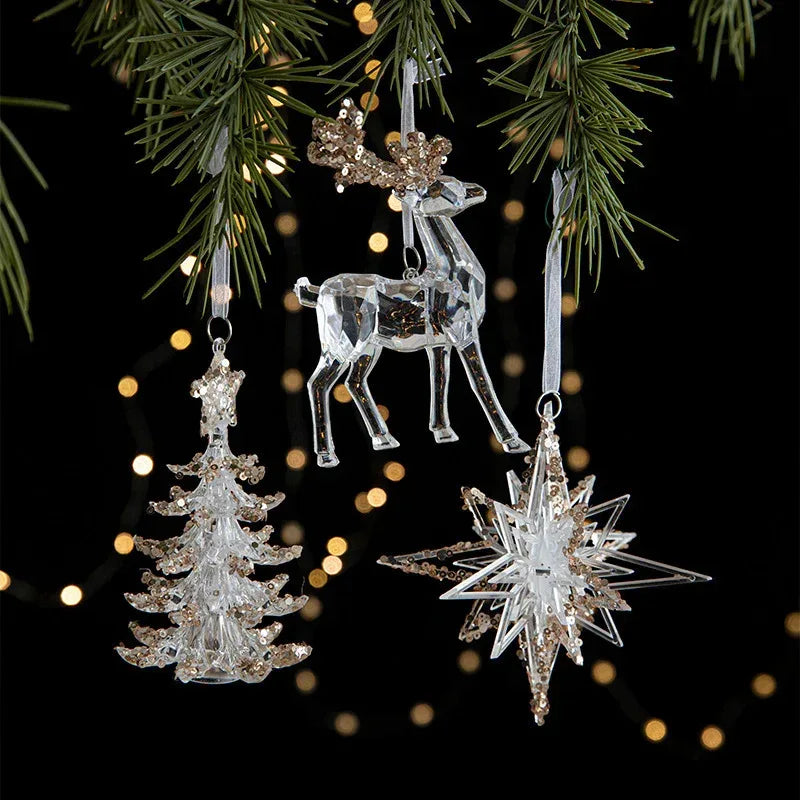 Christmas Decorations Sequins Acrylic Transparent Pendant - Viexta