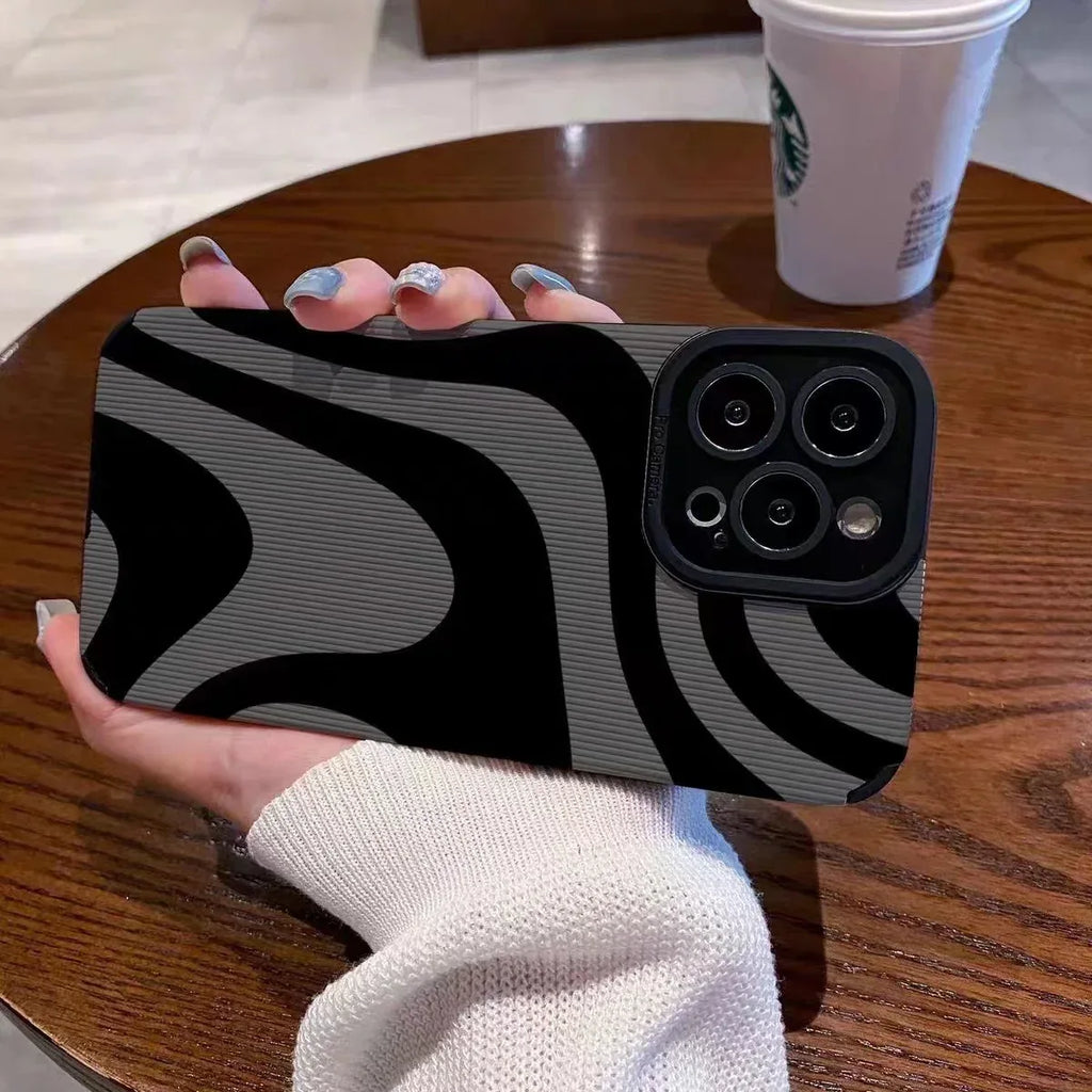 Dark Zebra Pattern Drop-resistant Silicone iPhone Case - Viexta
