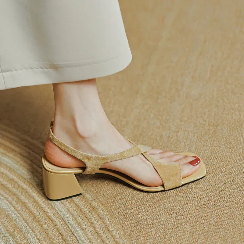 Chunky Cross Strap Heels - Viexta