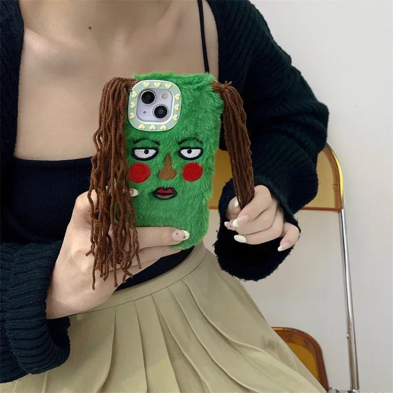 plush-green-braid-iphone-case - Viexta