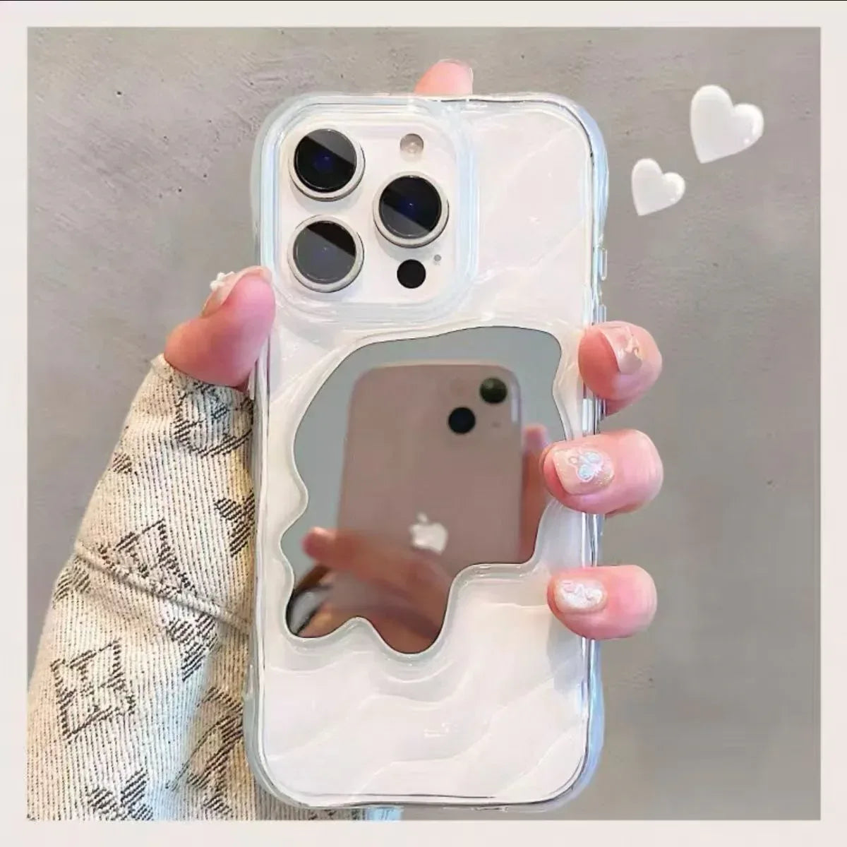 Electroplated Ripple Mirror Makeup Mirror iPhone case - Viexta