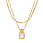 White Sea Shell Titanium Steel Gold-plated Necklace - Viexta