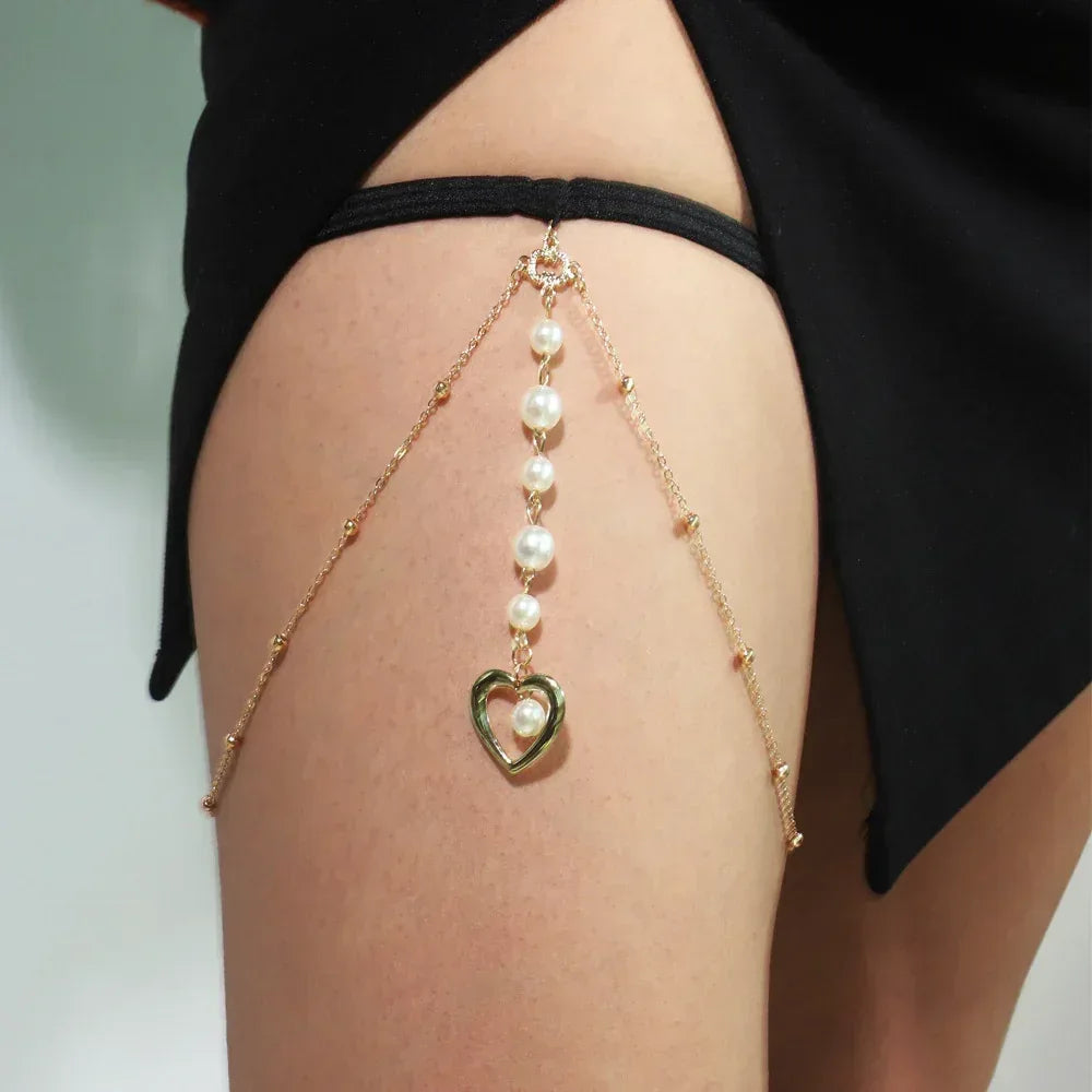 Multilayer Pearl Pendant Leg Chain - Viexta